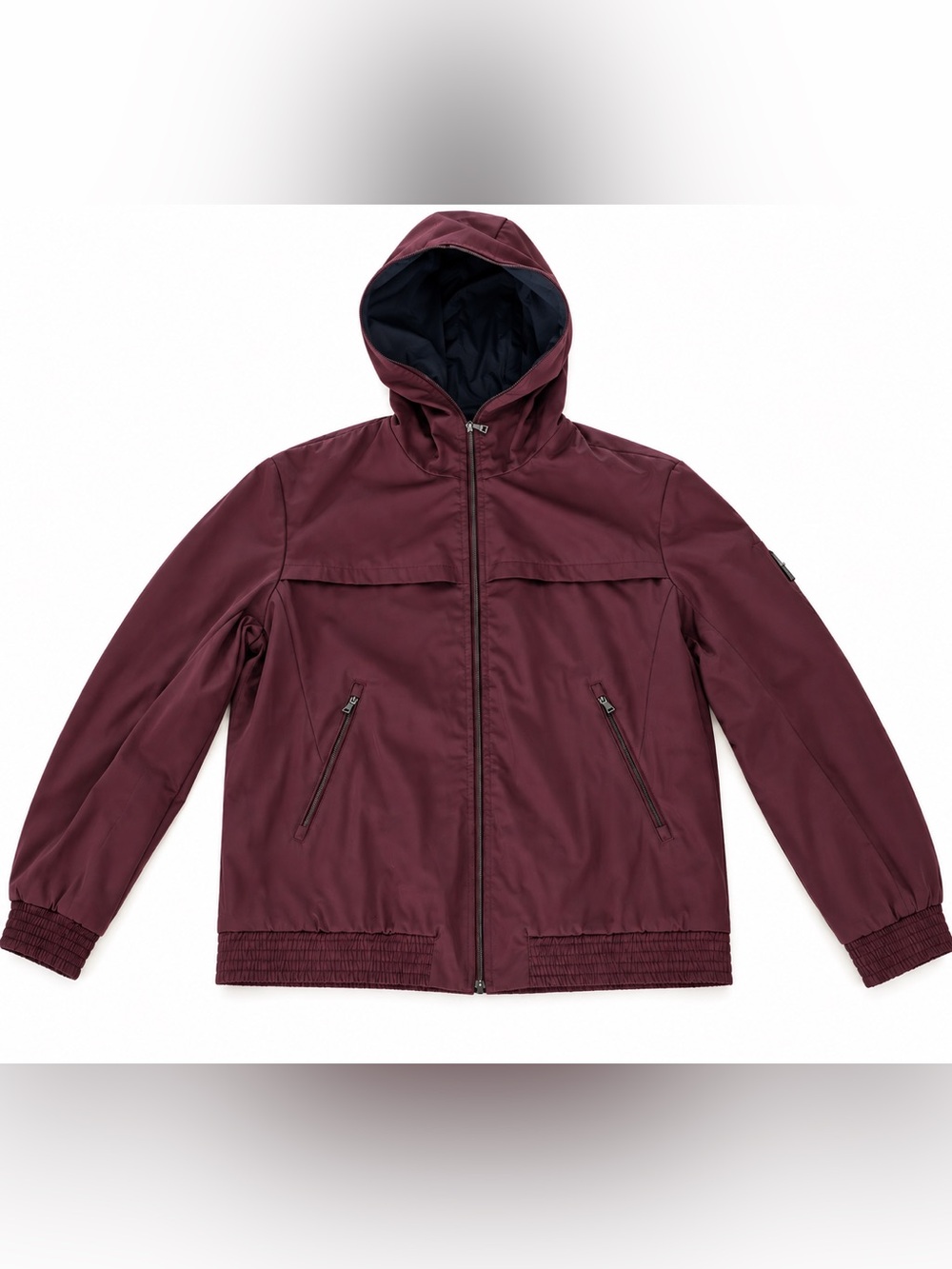 Vince Men’s XL Burgundy Midweight Hooded Windbreaker Jacket Full Zip